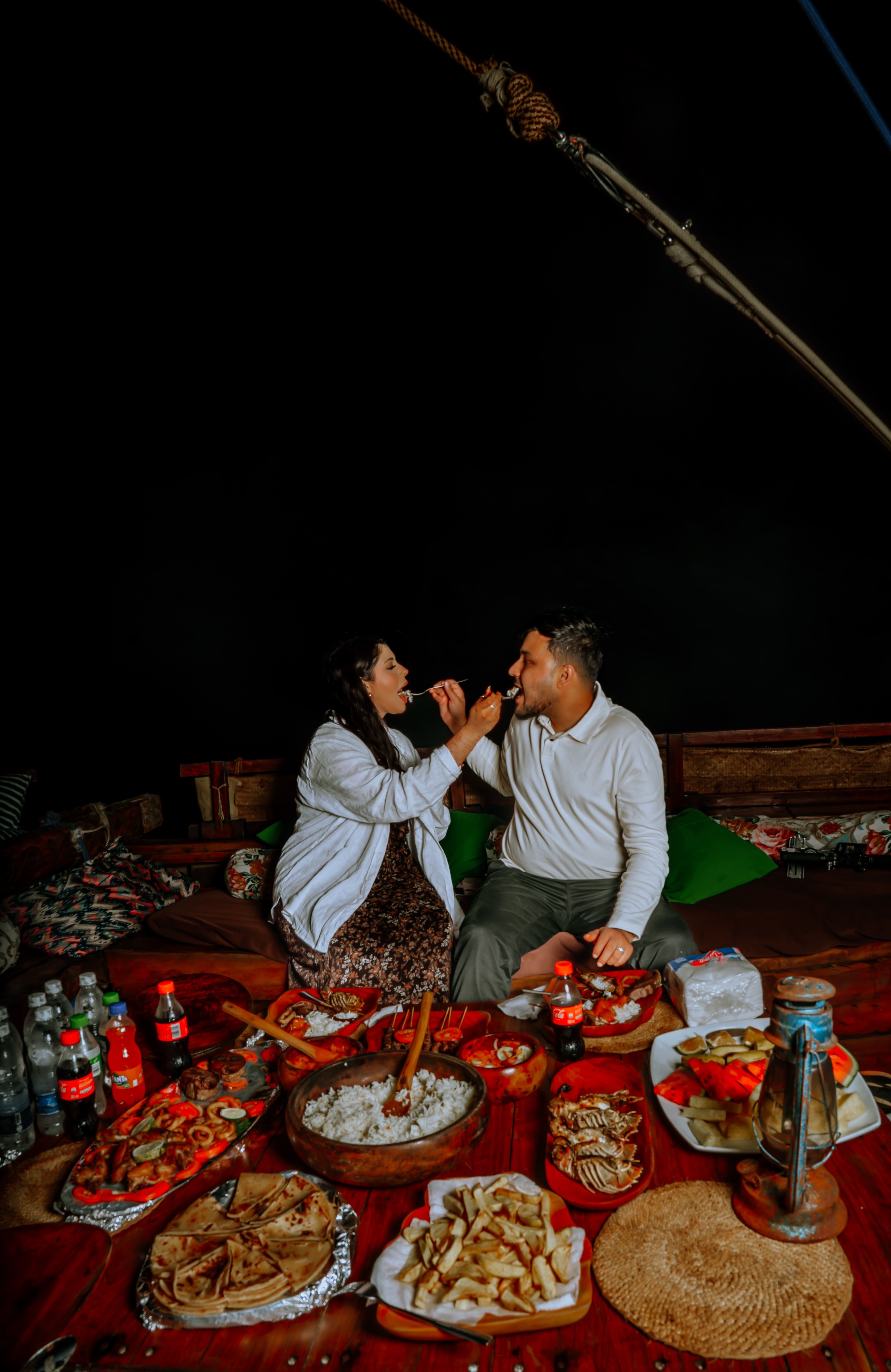 Romantic sunset dinner on a dhow in Zanzibar